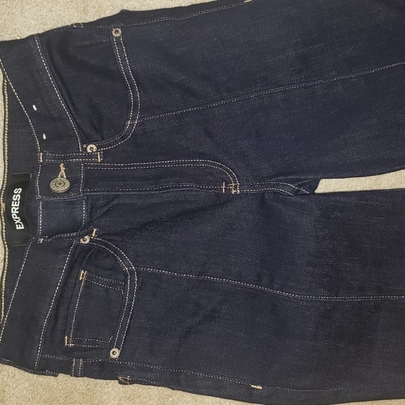 Express high waist button hem cropped flair stretch jeans - Picture 6 of 9